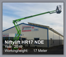 Niftylift HR17 NDE  Year: 	2010 Workingheight: 	17 Meter